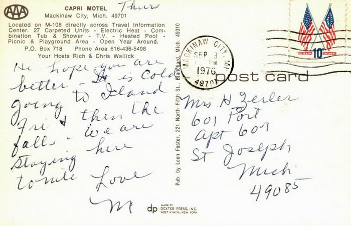 Capri Motel - Old Postcard Photo
